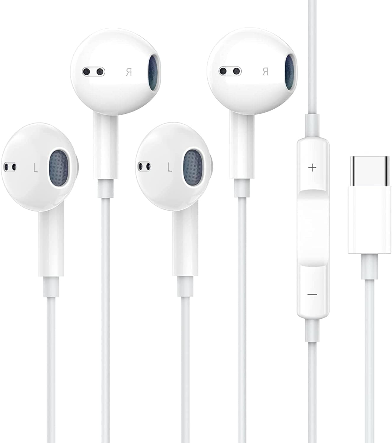 2 Pack USB C Headphones for iPhone 17/16/16e/15 Pro Max/Plus, Type C Earphones with Microphone & Volume Control HiFi Stereo Earbuds for Galaxy S24/S23/S22/S21/Ultra Note, Pixel/One-Plus