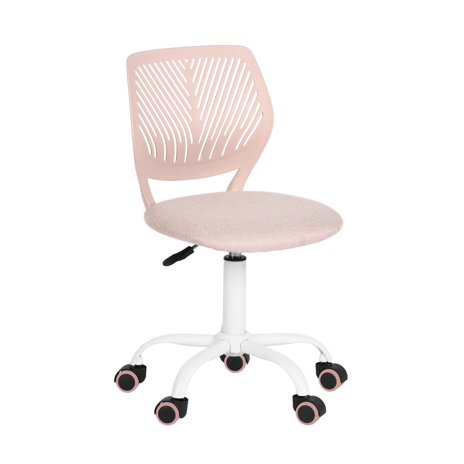 Homy Casa Soft Pink Armless Desk Chair with Wheels, Adjustable Height