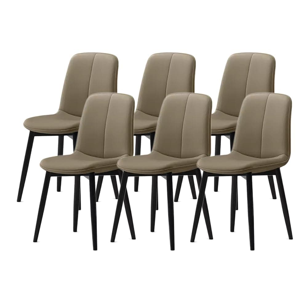 Modern Dining Chair Set of 2/4/6,Faux Leather Dining Chair with 4cm Upholstered Seat,Kitchen Mid Century Dining Chair Carbon Steel Chair Legs Breathable Comfortable Dining Chair(6 Pack, Camel)