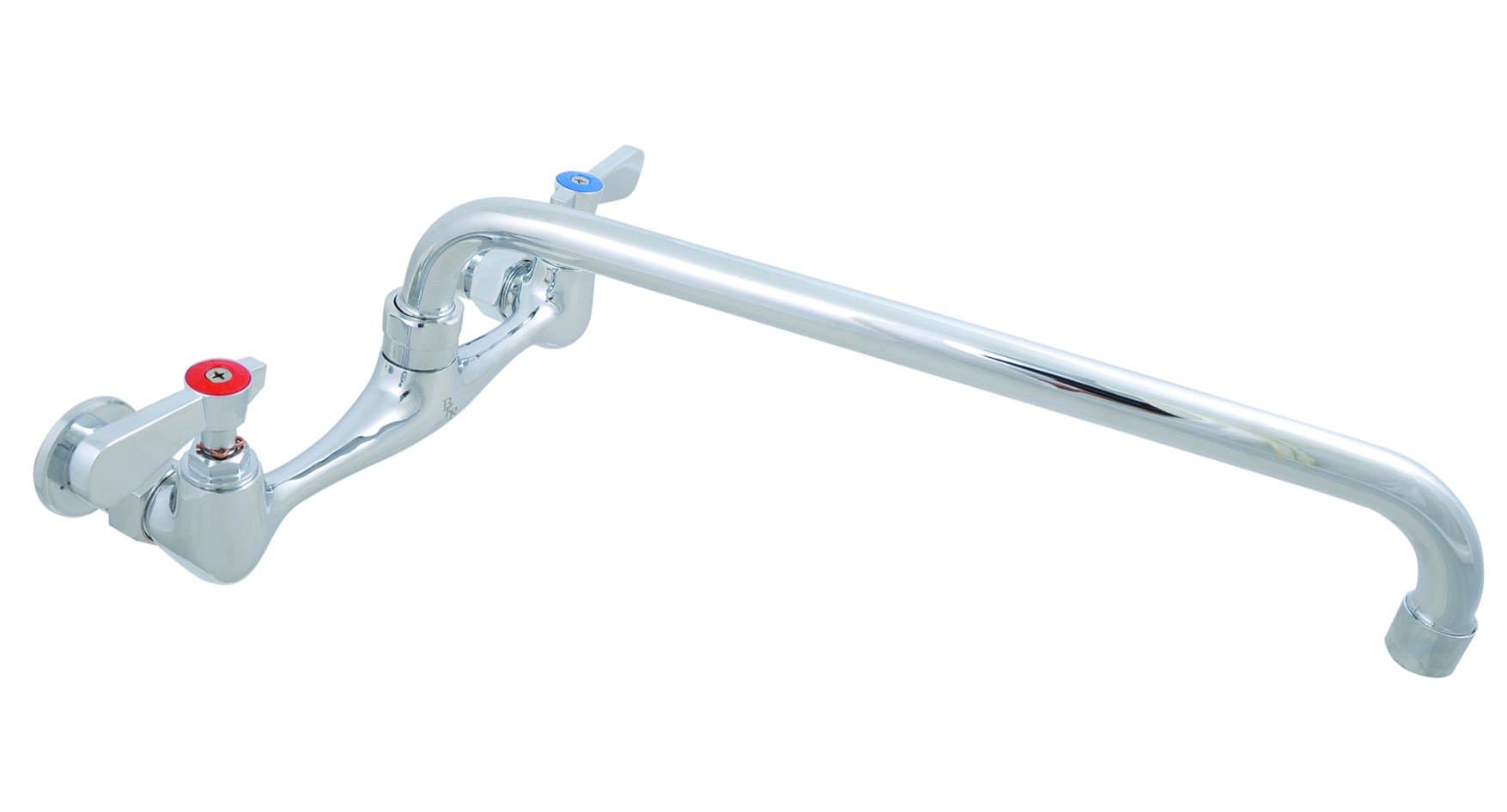 BK Resources Workforce Standard Duty 8 inch On Center Splash Mount Faucet with 14 Inch Swing Spout