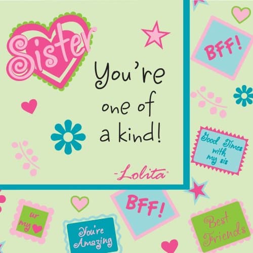 C.R. Gibson Lolita Cocktail Napkins, Sister BFF, 20 Count