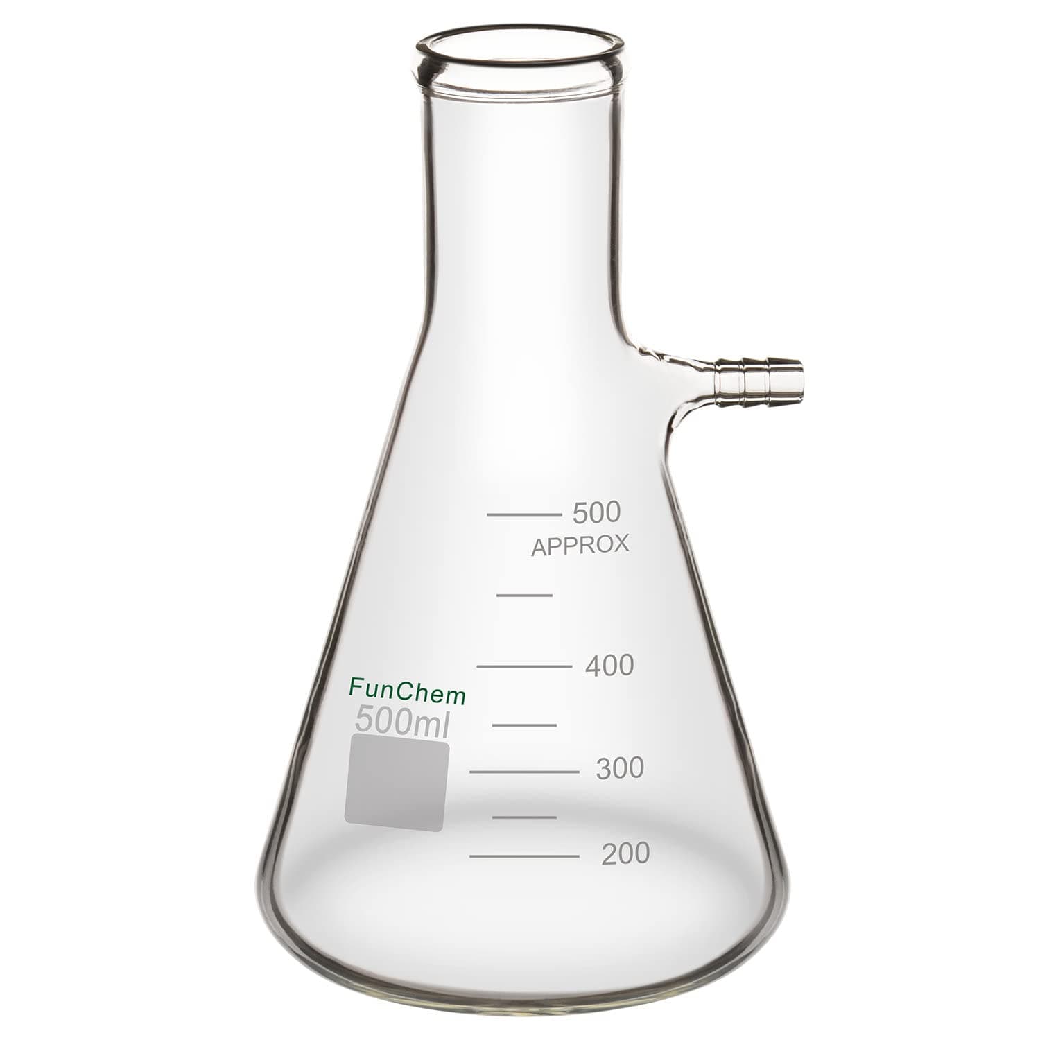 FunChem 500 mL Glass Filtering Flask, Bolt Neck with Tubulation