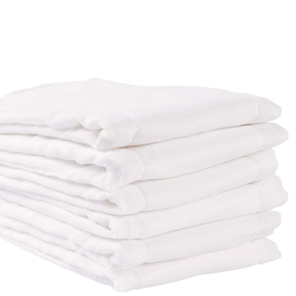 Fasoar Unbleached 100% Cotton Prefold Cloth Diapers, 6-Ply Washable Covers