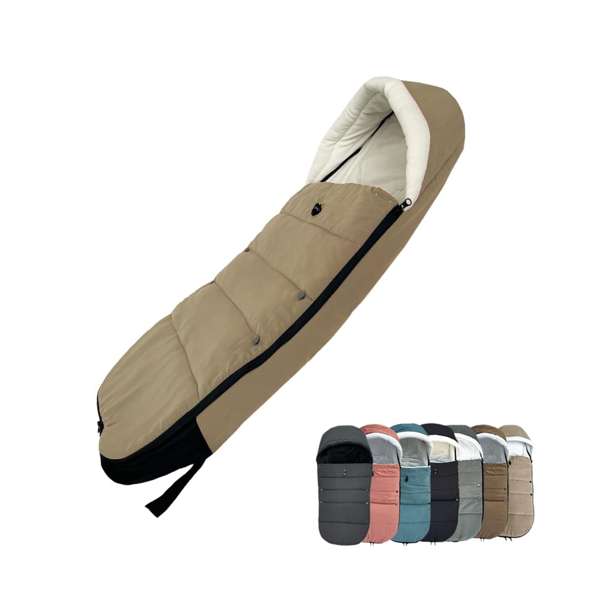 Universal Pushchair Footmuff for Babyzen YOYO/YOYO2 & Bugaboo, Waterproof Fabric Base, Easy-Clean, Warm Foot Cover for Strollers (Taupe)