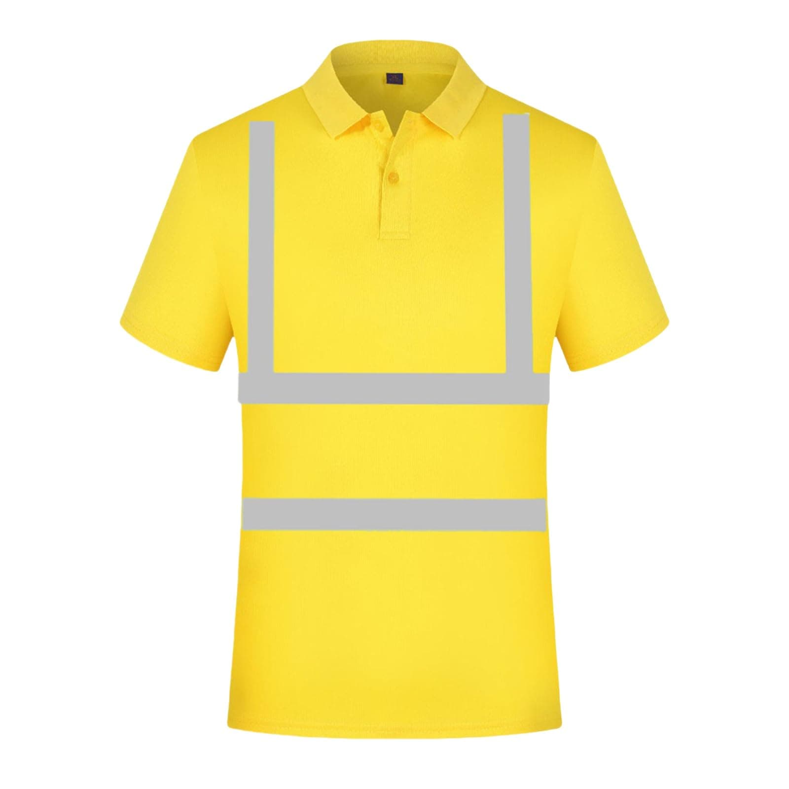 Thatrich High Visibility Shirts for Men Short Sleeve Safety Shirts Reflective Tshirt Work Utility Tees Lapel Neck Sweatshirt Yellow
