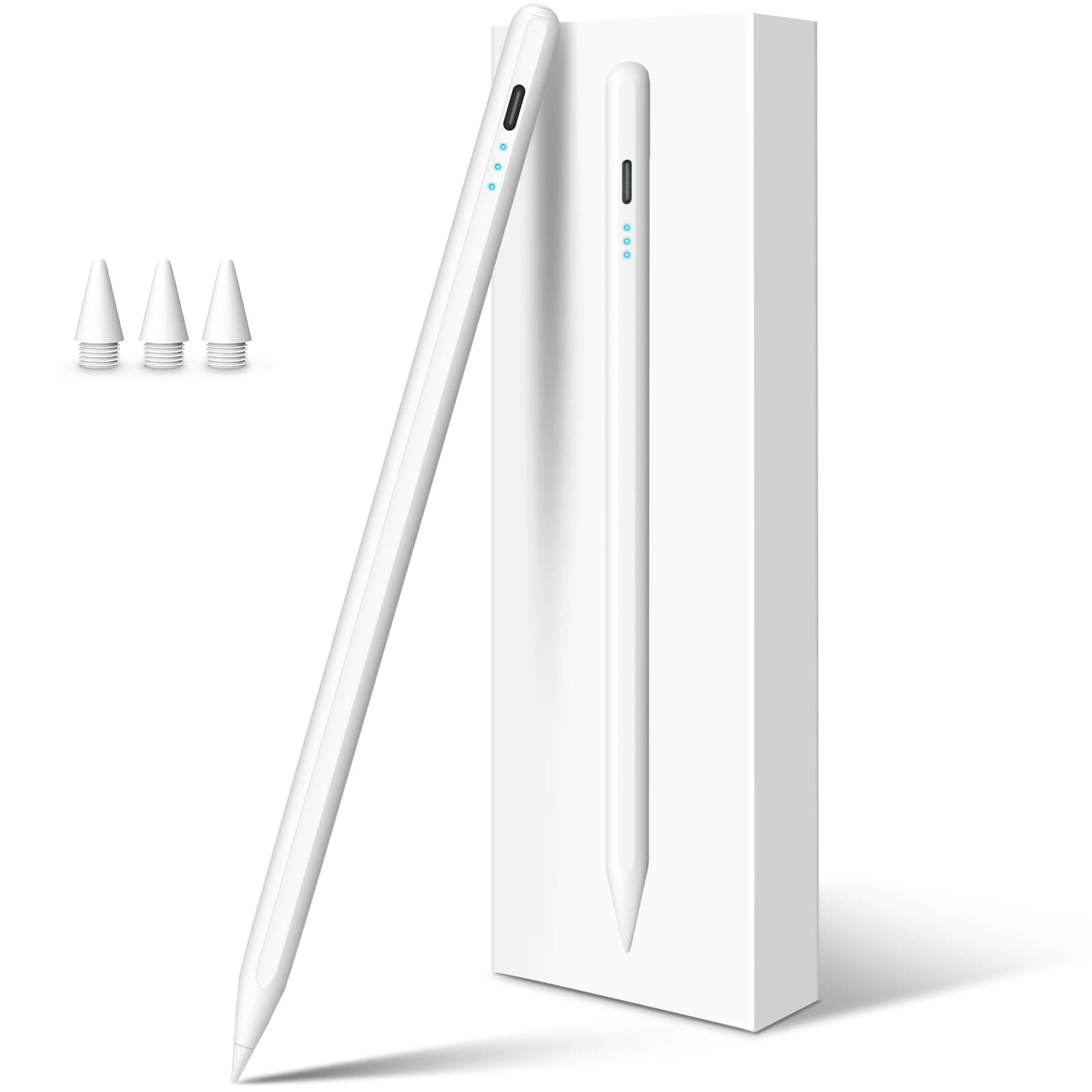 Stylus Pen for iPad-4 Mins Fast Charge Apple iPad Pencil with Palm Rejection, Work for 2018-2023 iPad Air 3/4/5/M2, iPad Pro 11"/12.9"/M4, iPad mini 5/6, iPad 6/7/8/9/10 (Ivory White)