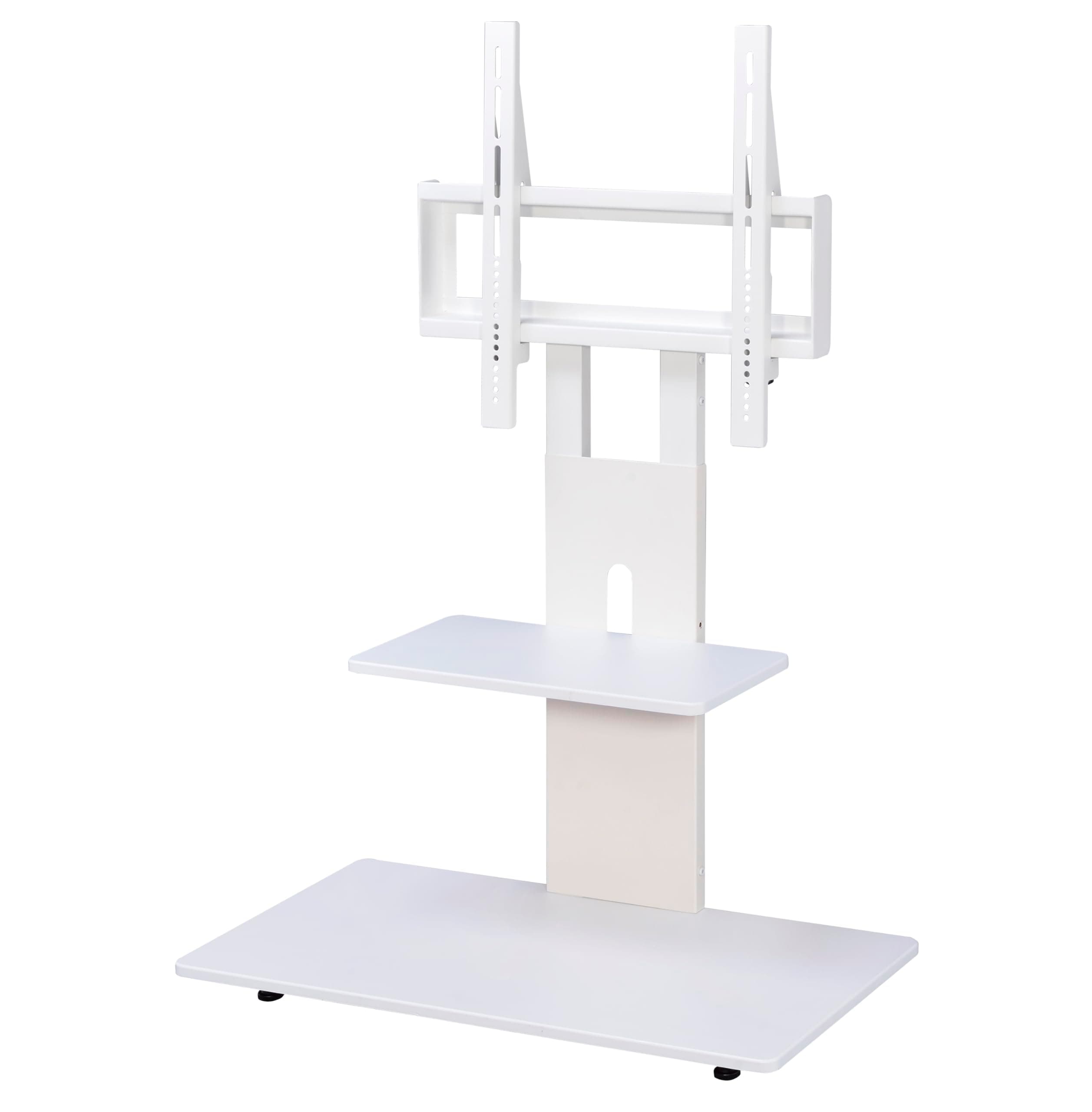 Proman Products Modern TV Stand with with Adjustable Mount and Two Shelves, Pure White