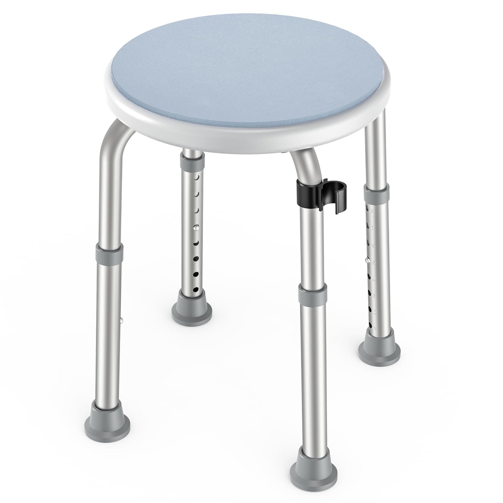 Shower Chair with Cushion, 8 Adjustable Aluminum Shower Stool 350 lbs Load