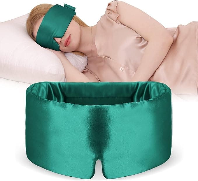 DAISYSILK Mulberry Silk Sleep Mask – 100% Silk Sleep Masks for Women, Anti-Wrinkle, Light Blocking Eye Cover, Adjustable for Travel & Beauty (Green)