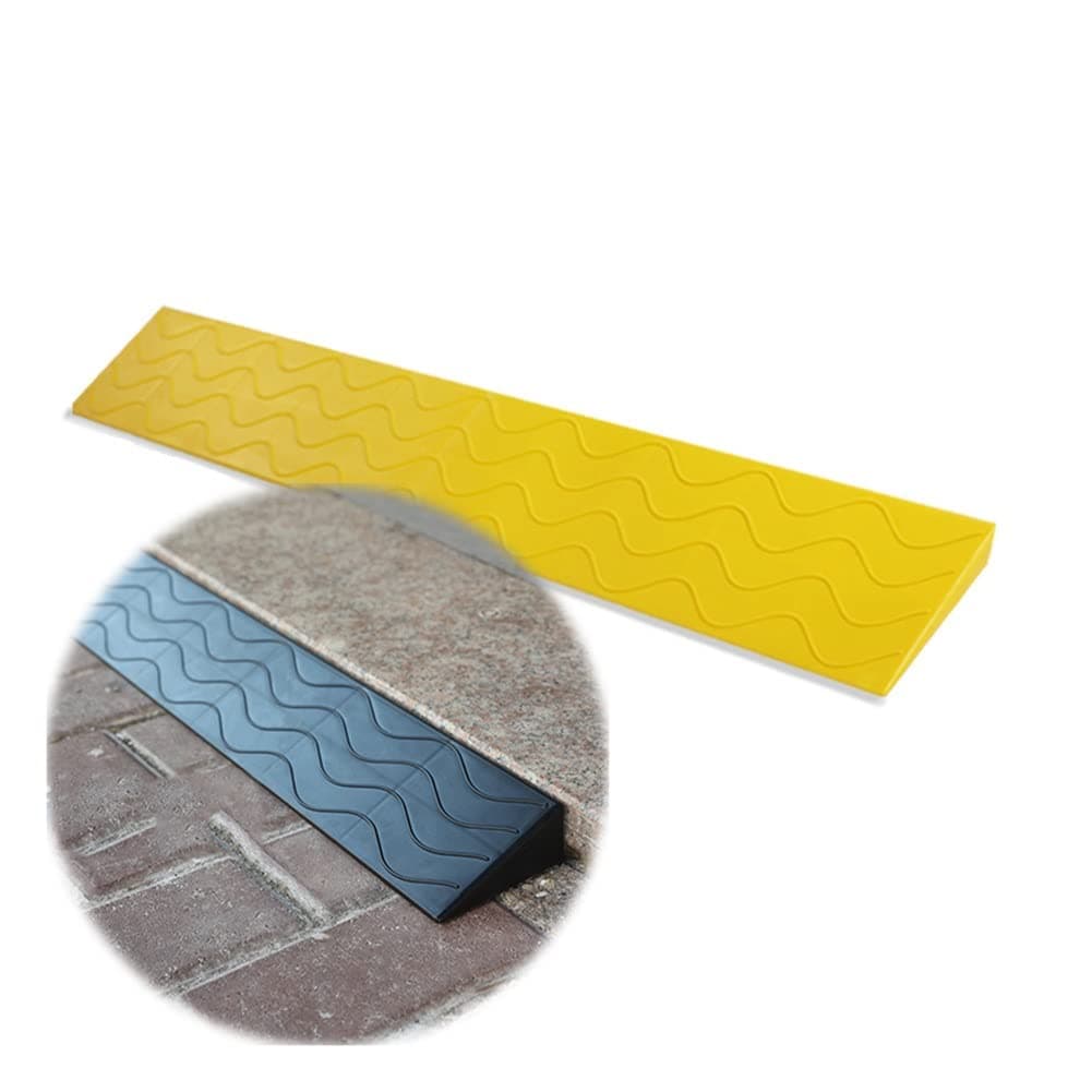 WHGABADE Garage Ramp Edge Door Threshold Ramp Threshold Ramp Doorway, Non-Slip Angled Entry Rated 1500 Lbs Load Capacity for Wheelchair and Scooter/Yellow/100 * 12 * 5.5Cm