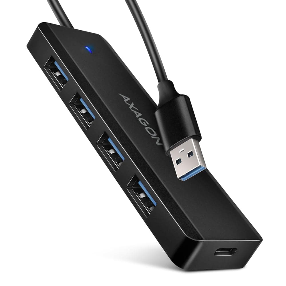 AXAGON HUE-C1A Superspeed USB-A Travel Hub, 4x USB 3.0-20 cm, Black