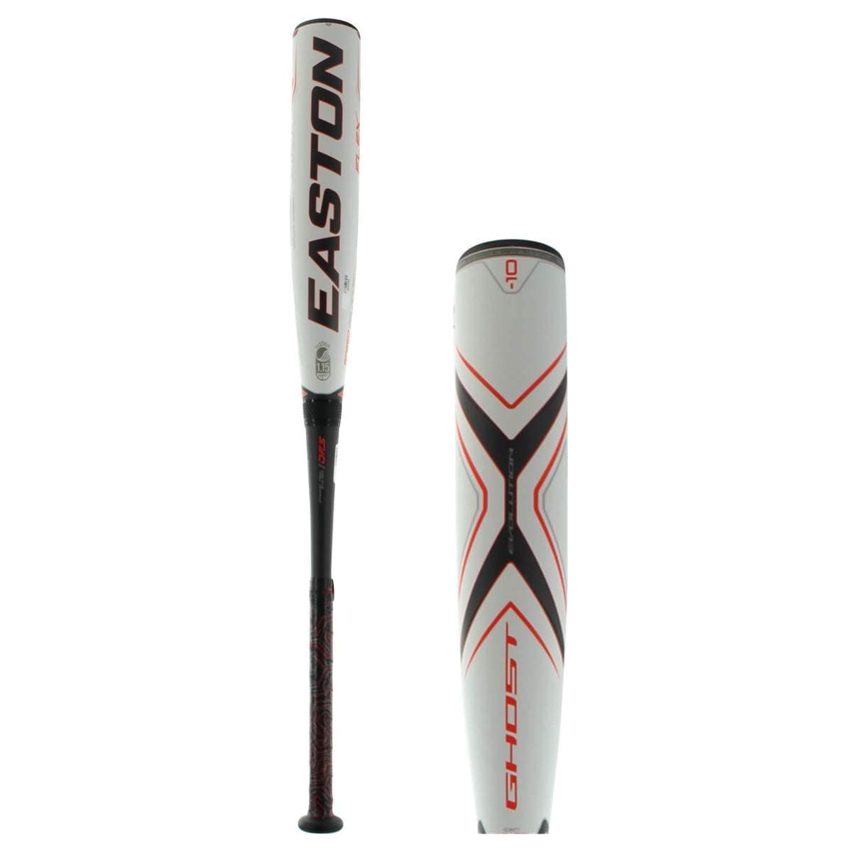 EASTON Ghost X Evolution -10 (2 3/4") USSSA Senior League Baseball Bat | 28 inch / 18 oz | 2019 | 2 Piece Composite | CXN Evolution | EXACT Carbon | FLEX Barrel | Speed End Cap | Lizard Skin Grip