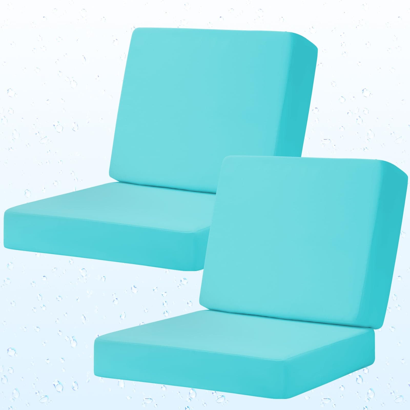 Iheqard Deep Seat Patio Cushions Set of 2, 24x24 Inch Waterproof & Fade Resistant Outdoor Chair Cushions, Thick Padded Replacement Sofa Cushions for Garden Yard Furniture