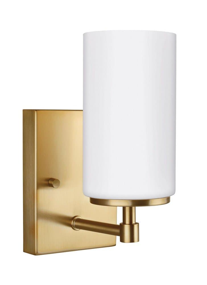 Generation Lighting 4124601EN3-848 Alturas One - Light Wall/Bath Sconce Vanity Style Fixture, Satin Brass, 100 Total Watts, 8.75 Inch Height, 4.375 Inch Wide, Steel Construction