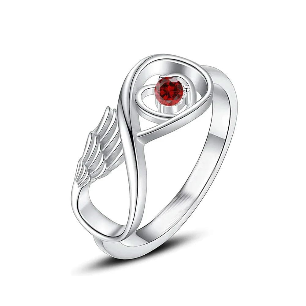 MYPOWER Wing Cremation Ring for Ashes Memorial Urn Jewelry Human Pet Ash Holder Stainless Steel Funeral Keepsake Gift for Women-7-Red