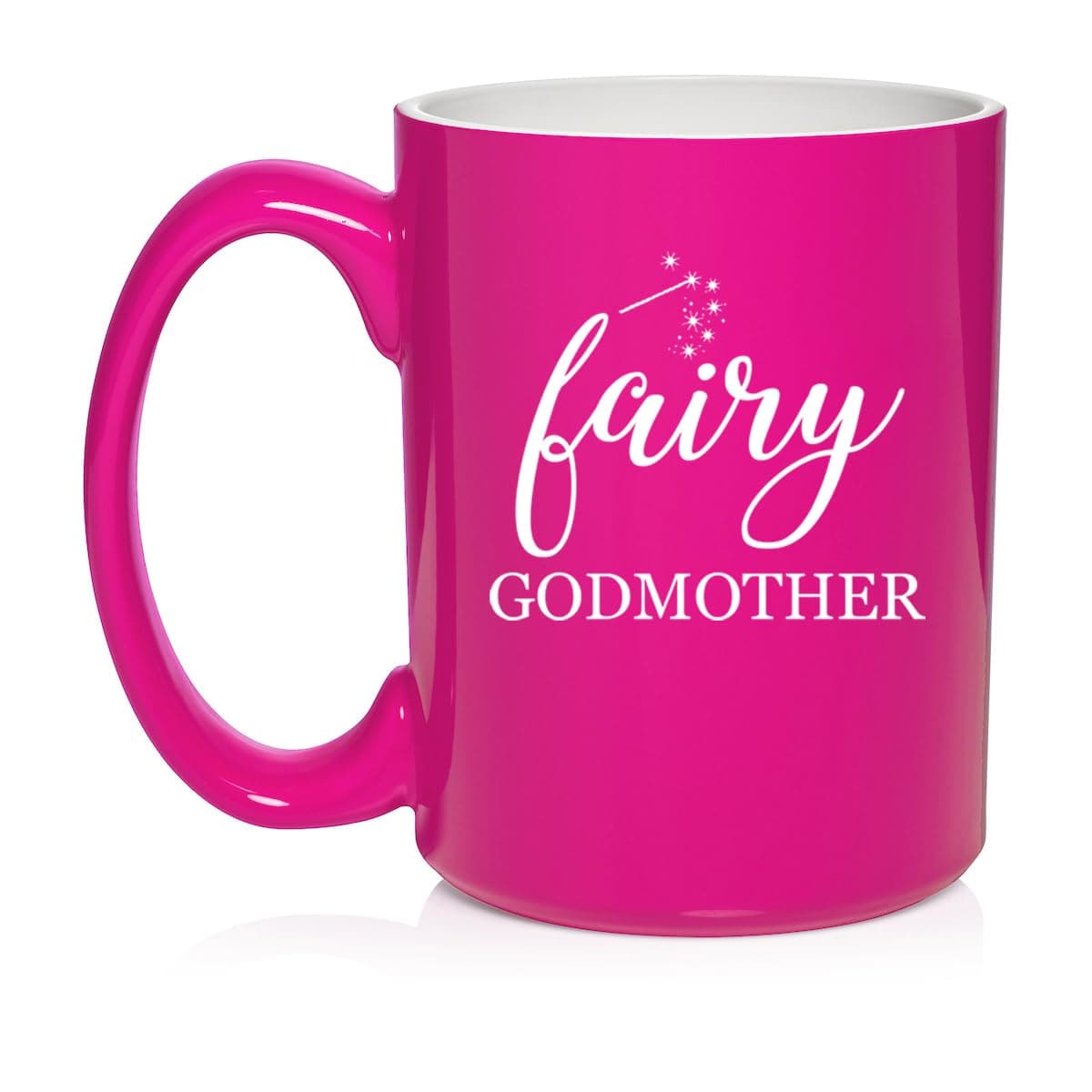 Daylor Fairy Godmother Coffee Mug Tea Cup Gift for Her, Friend, Coworker, Wife (15oz Hot Pink)