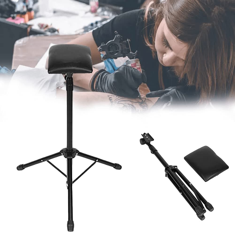 Tattoo Armrest, PU Leather Professional Tattoo Tripod Stand Adjustable Height Tattoo Equipment, Arm Leg Bar Rest Bracket With Sponge Durable Tattoo Tool