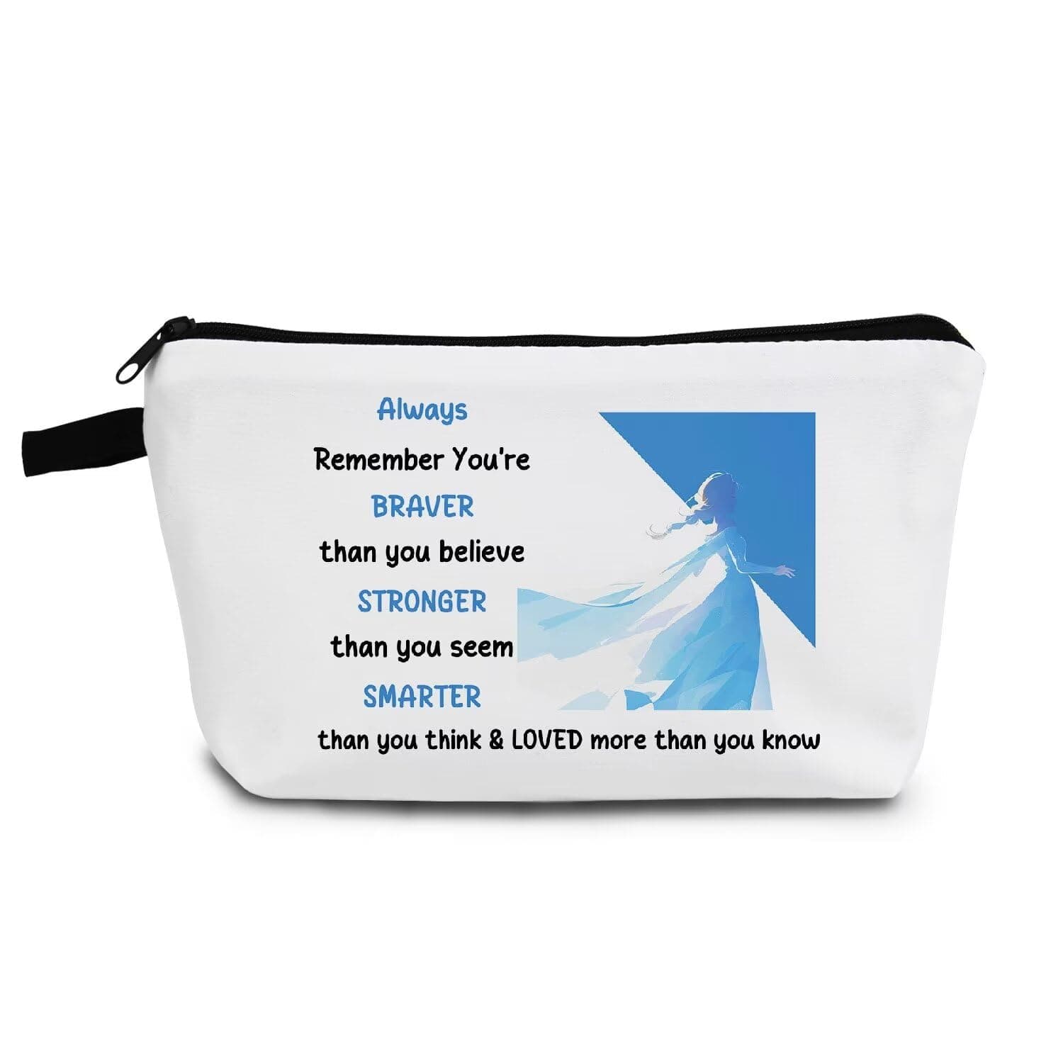 YULUENZE Elsa Princess Makeup Bag Bat Frozen Movie Gift Organizer Bag You Are Stronger Smarter Than You Think Elsa Toiletry Zipper Pouch Frozen Cosmetic Bag Gift for Cartoon Fans Women, ahz0196