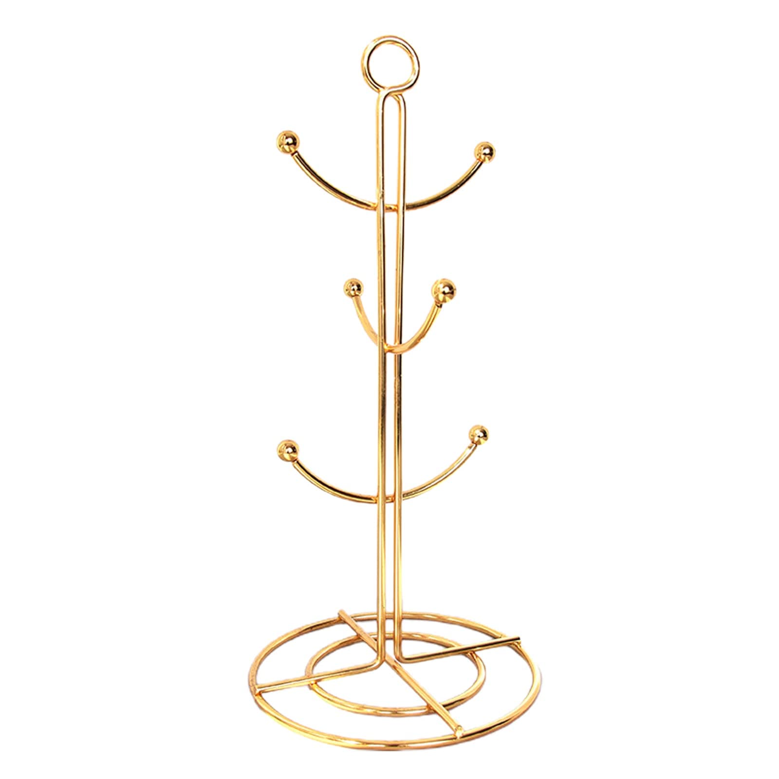 Gold Coffee Cup Holder with 6 Hooks Metal Coffee Mug Tree Tea Cup Storage Holder Stand Rack for Counter Kitchen Cabinet Coffee Bar Accessories(Gold)