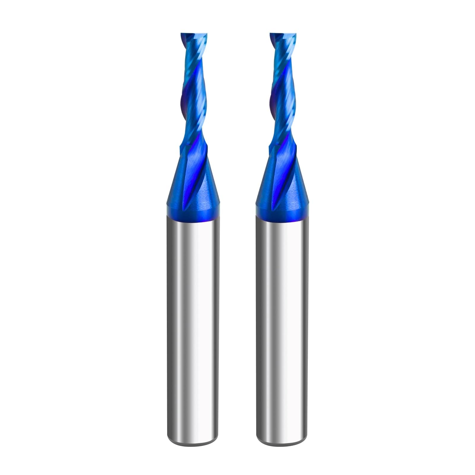 MAODWIN 2PCS Upcut Router Bit Spiral Carbide Bit 1/4 Shank 1/8 Inch Cutting Diameter 1/2 Cutting Length with Nano Blue Coated Flat End Milling Cutter