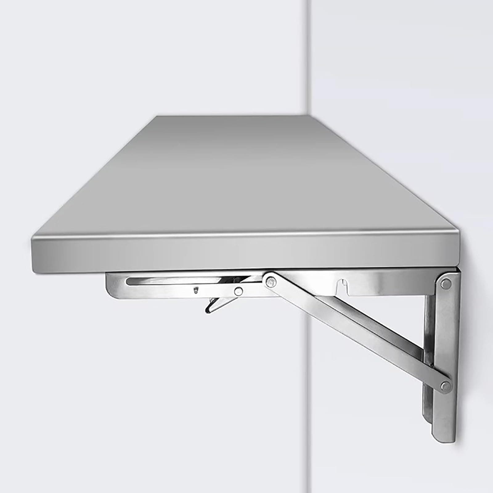 Stainless Steel Folding Table,Wall-Mounted Drop Leaf Table,Wall Mounted Folding Table for Laundry Room,Modern Home Office Fold Up Table Desk,Folding Design,Space Saving. (Size : L60*W30cm)