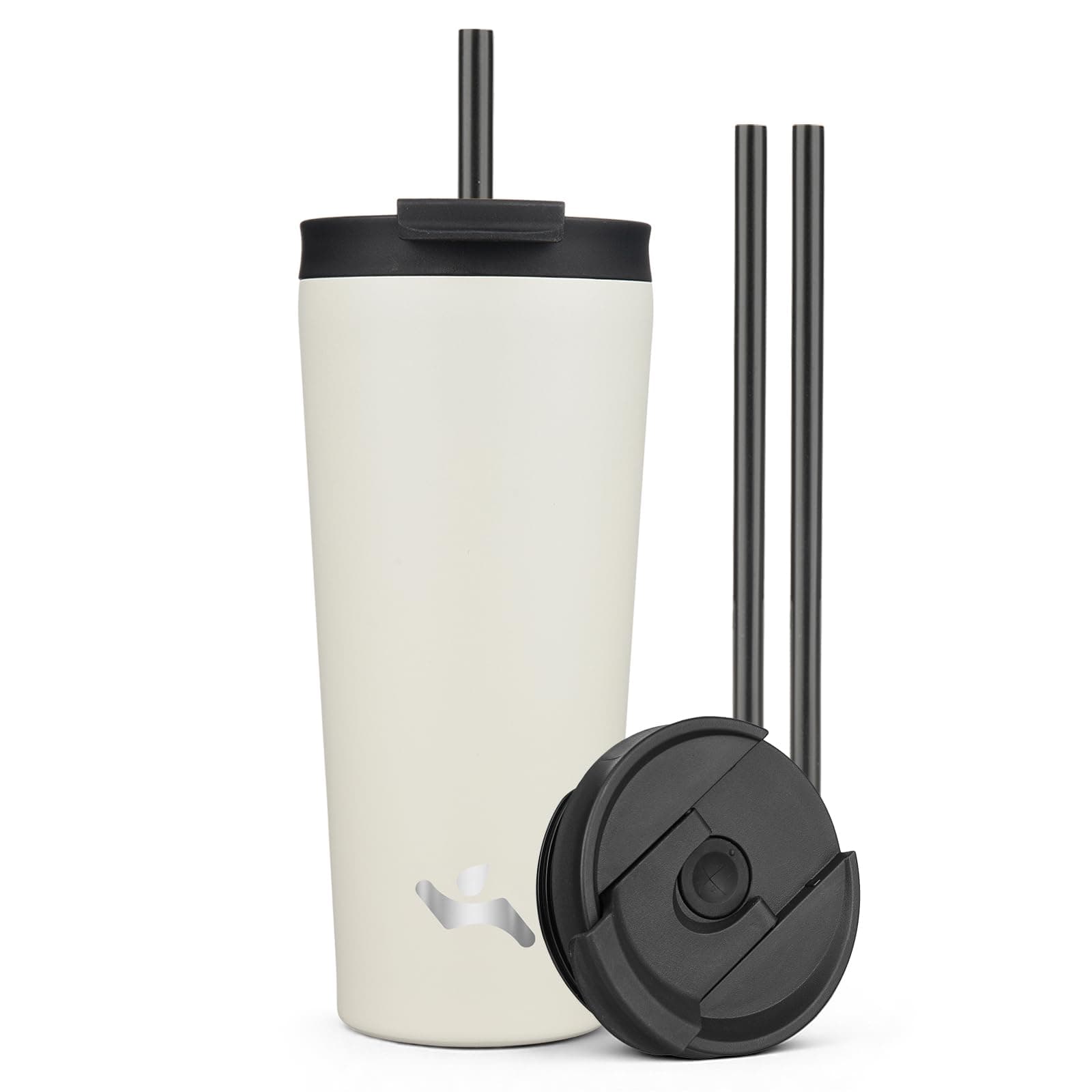 Konokyo 22 oz Insulated Tumbler Water Bottle with Straw Lid, Angel White
