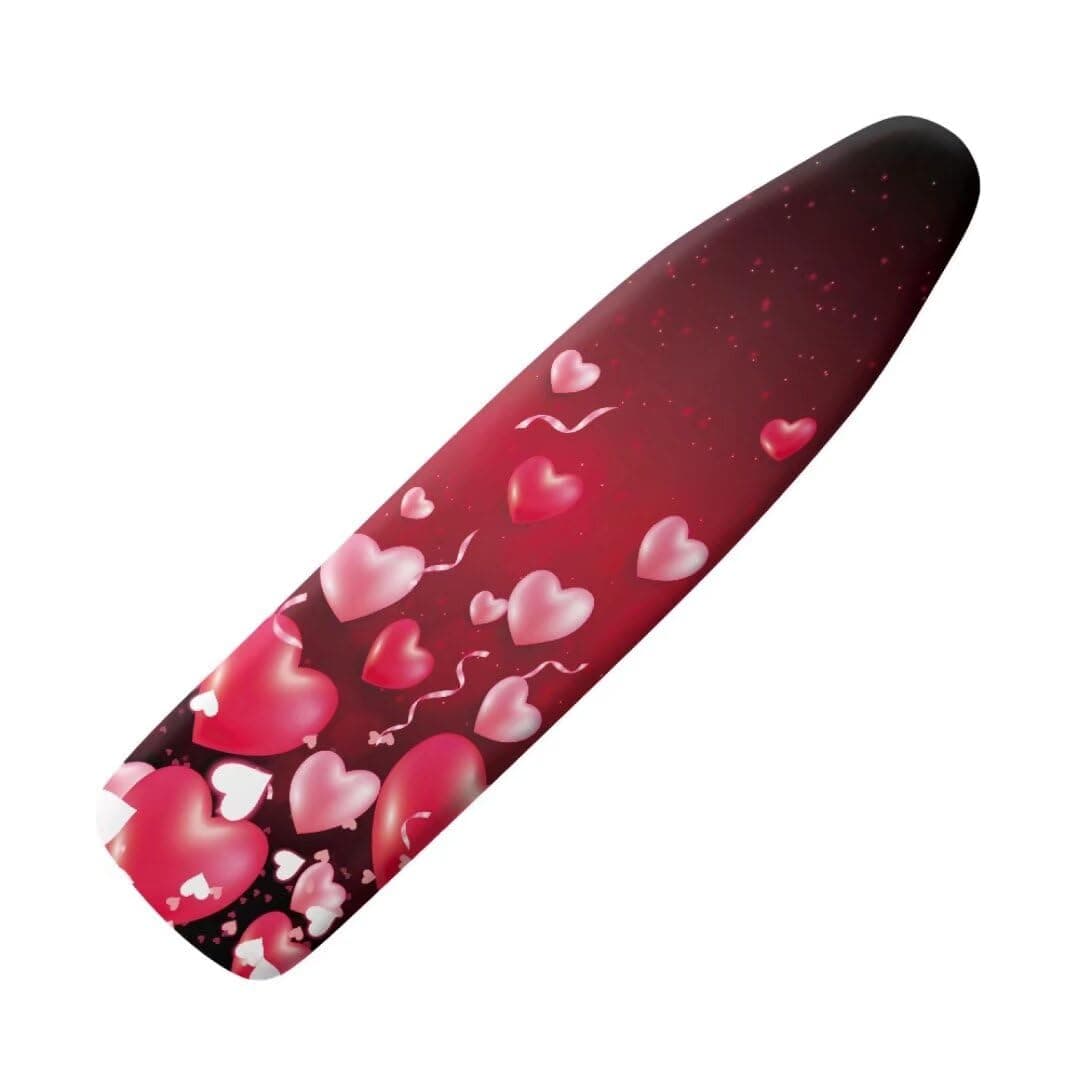 Youngerbaby Red Hearts Print Ironing Board Cover Ventilate Resist Scorching Cover Heavy Duty Padded Iron Board Cover Extra Wide Table Top Ironing Board Cover and Pad for Valentine's Day
