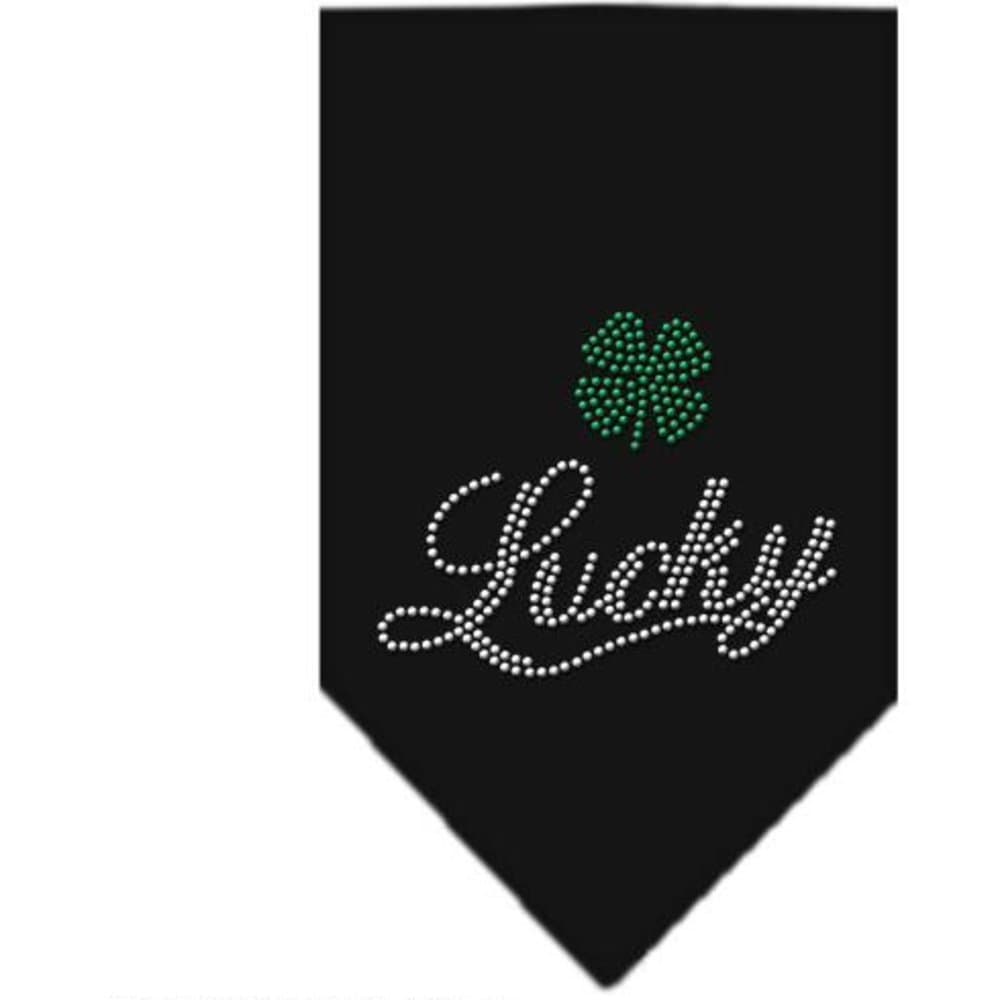 Mirage Pet Products Lucky Script Rhinestone Bandana, Small, Black