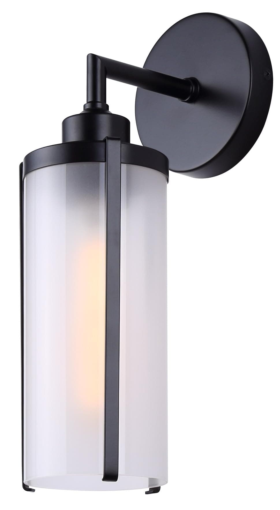 Canarm Beau 1-Light Outdoor Down Wall Sconce – Matte Black Finish, Frosted Glass Shade, Modern Contemporary Design for Patio, Walkway, or Entryway