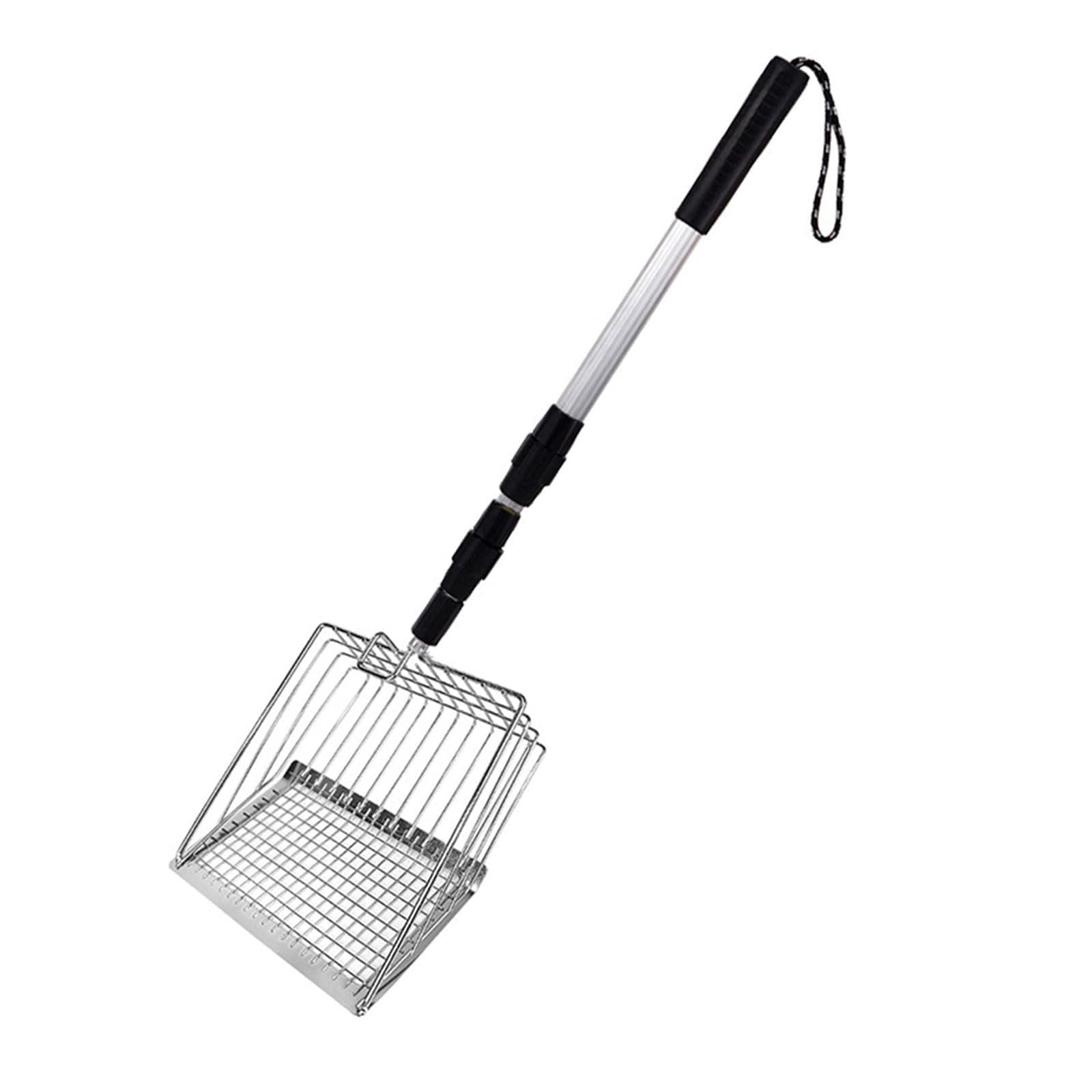 Telescoping Cats Waste Scooper with Adjustable Handle Debris Waste Removal Cleaning Sifting Shovel for Chicken Coops Garden Extendable Metal Cats Scooper
