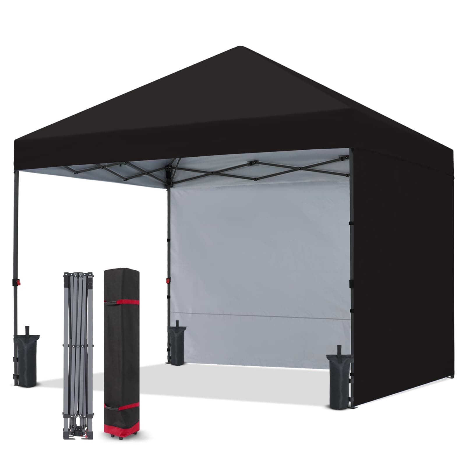 COOSHADE Pop Up Canopy Tent with 2 Sidewalls, 10x10, Black