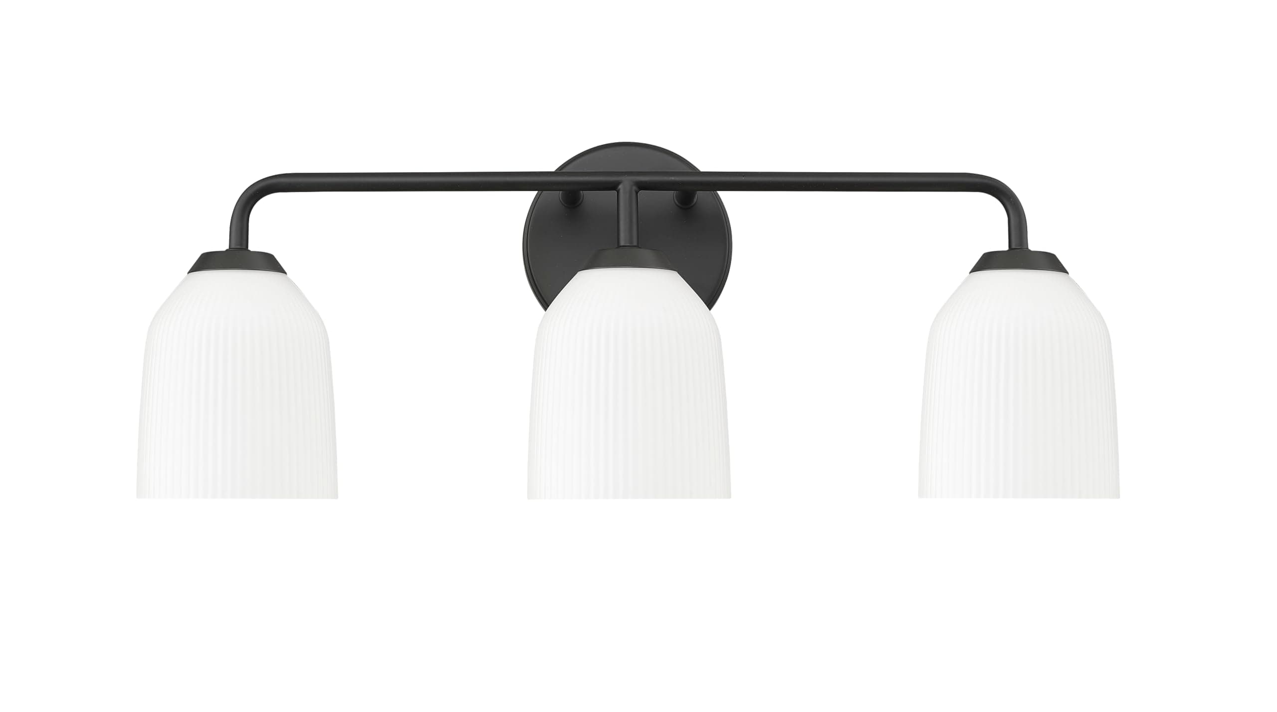ML Lighting | Norah Collection | 22303-MB | 3 Light Vanity in Matte Black Finish with Opal Ribbed Glass Shade | Versatile Design That adds High-End Texture and Elegance to Your Bathroom