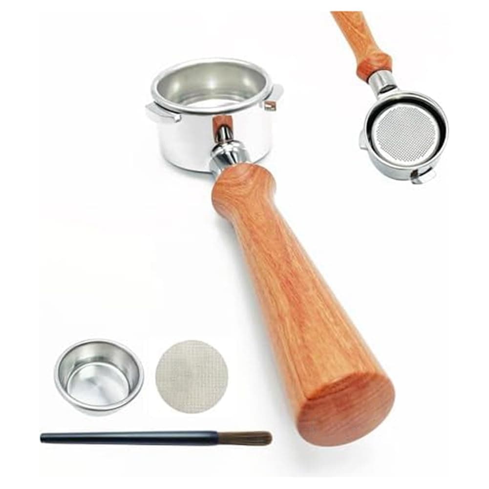 Lhnjimrsy Bottomless Portafilter 3 Ears, Espresso Machine Portafilter Replacement Handle Ergonomic As Shown Metal for