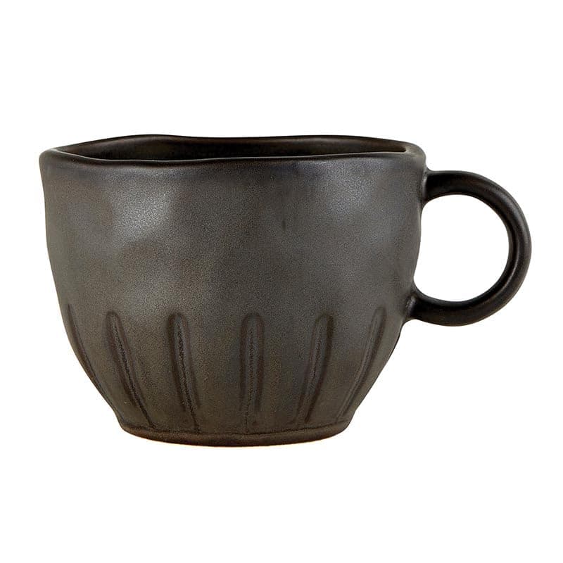 47th & Main Tea Cup Stoneware Mug with Handle, 4.5"L x 3.25"W x 2.5"H, Black