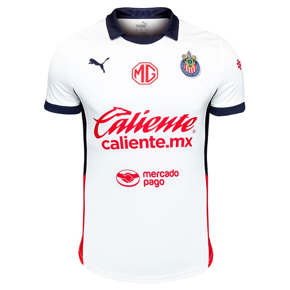 PUMA Mens Chivas Collared Short Sleeve Away Jersey Replica 24-25 Casual - White, White, X-Large