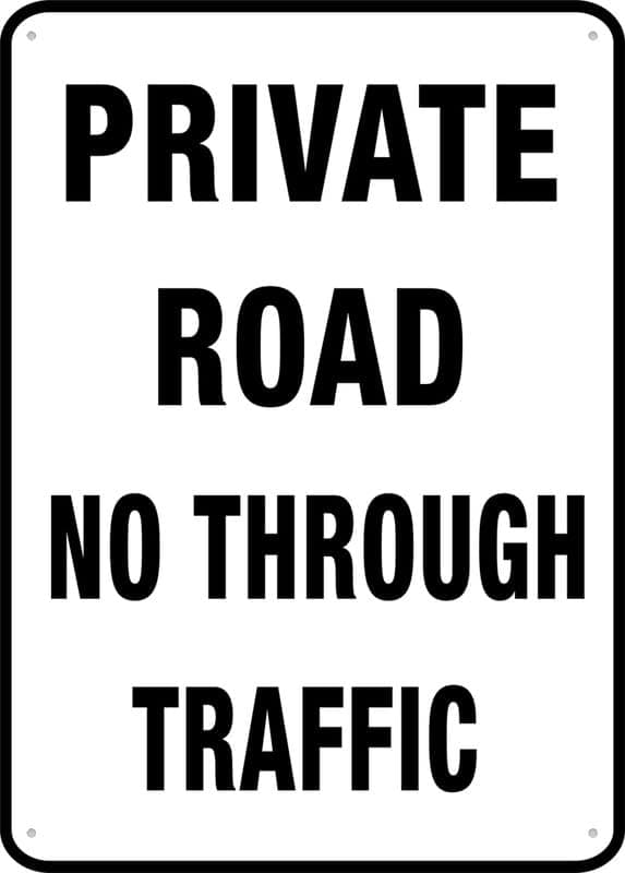 Metal Sign Private Road No Through Traffic Retro Decor Home Road Street Factory School Park Wall Vintage Warning Tin Sign 12x16 Inch