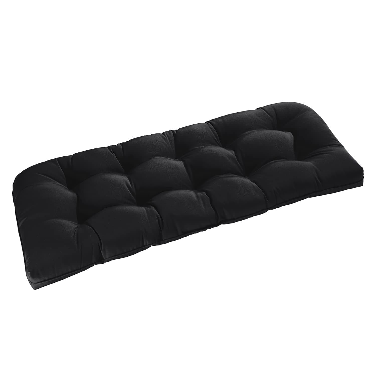 downluxe Outdoor Bench Cushion for Patio Furniture, Waterproof Tufted Overstuffed Porch Swing Cushions, Memory Foam Outdoor Loveseat Cushions, 44" X 19" X 5", Black, Set of 1