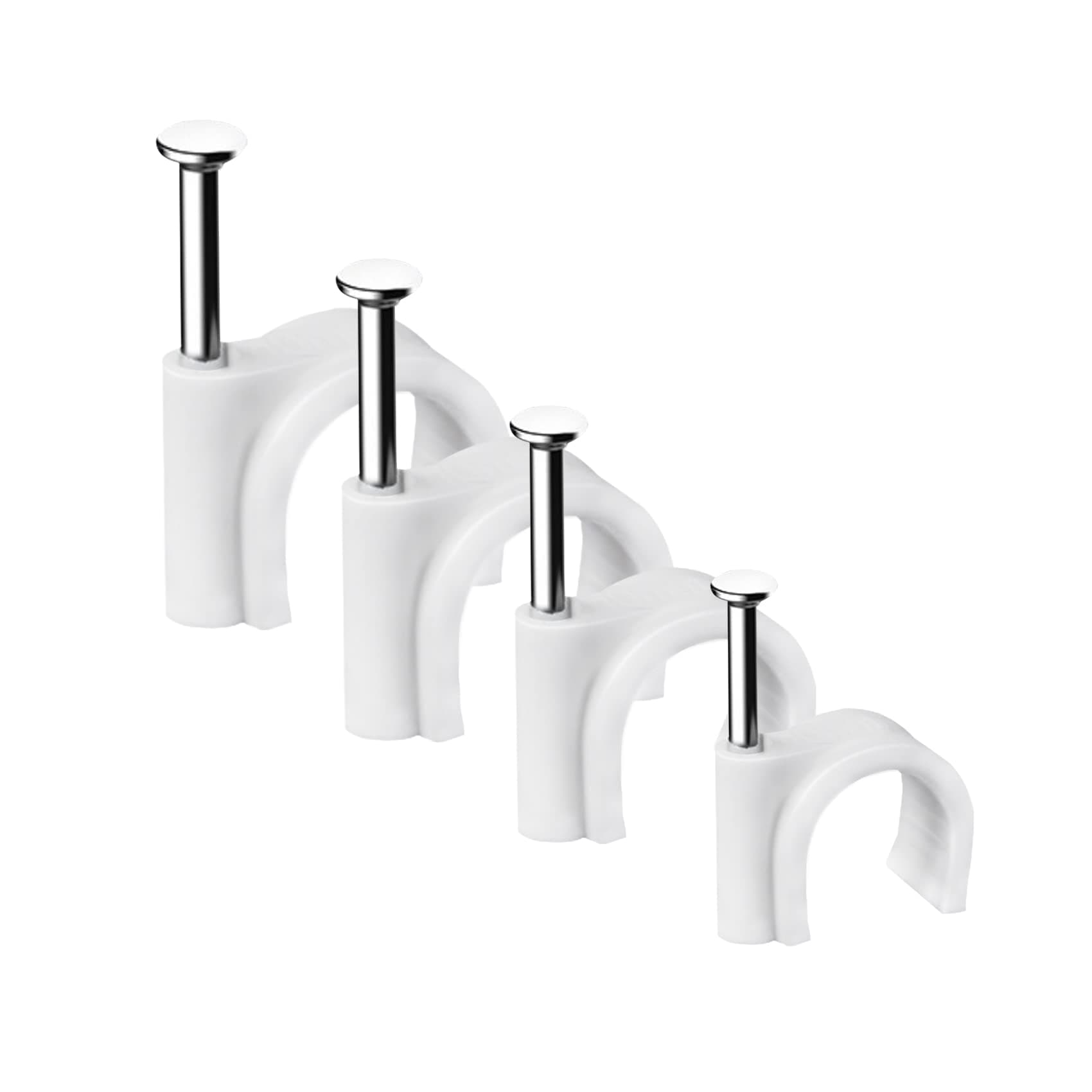Cable Clips, 400 Pcs Strong Nails Durable White Round, 4 Size 4mm 6mm 8mm 10mm,Cable Holder Management Wire Tidy Clips