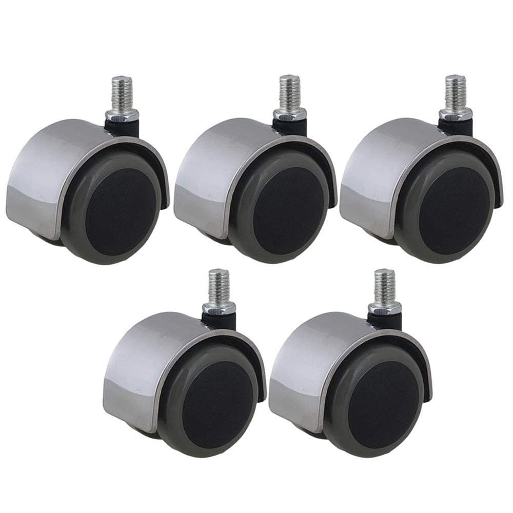 WAAZVXS 5pcs Stainless Steel PU Office Chair Swivel Casters Furniture Wheels Screw Thread Stem Replacement for Sofa Bed Goods Shelf