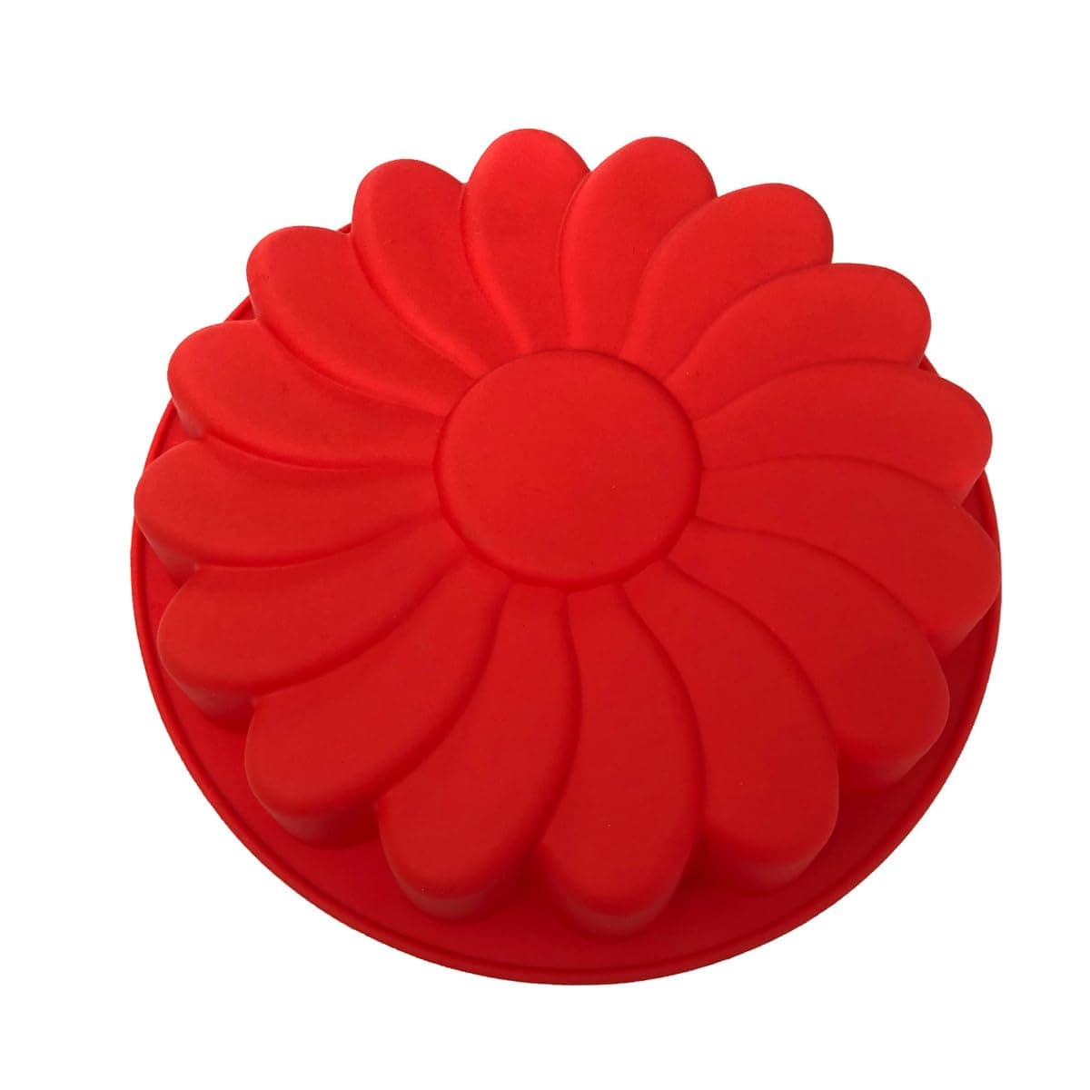 Jiareally Silicone Cake Mold Non Stick 9 inch Fluted Tube Cake Pan for Jello,Gelatin, Silicone Baking Molds for Cakes, Round Baking Pan (Red)