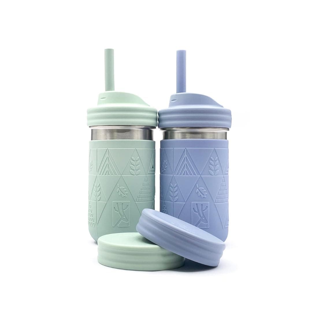 Elk and Friends Kids 14oz Stainless Steel Mason Jars + Sleeves + Lids | 2pk