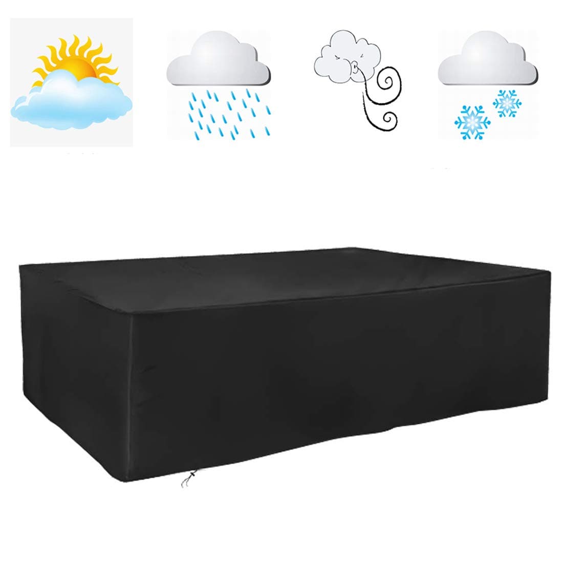 FLR 94in Patio Table Cover Square Black Waterproof Outdoor Dinner Protector Dust-Proof Table Desk Cover Furniture Covers with Storage Bags for Garden Outdoor Indoor Furniture