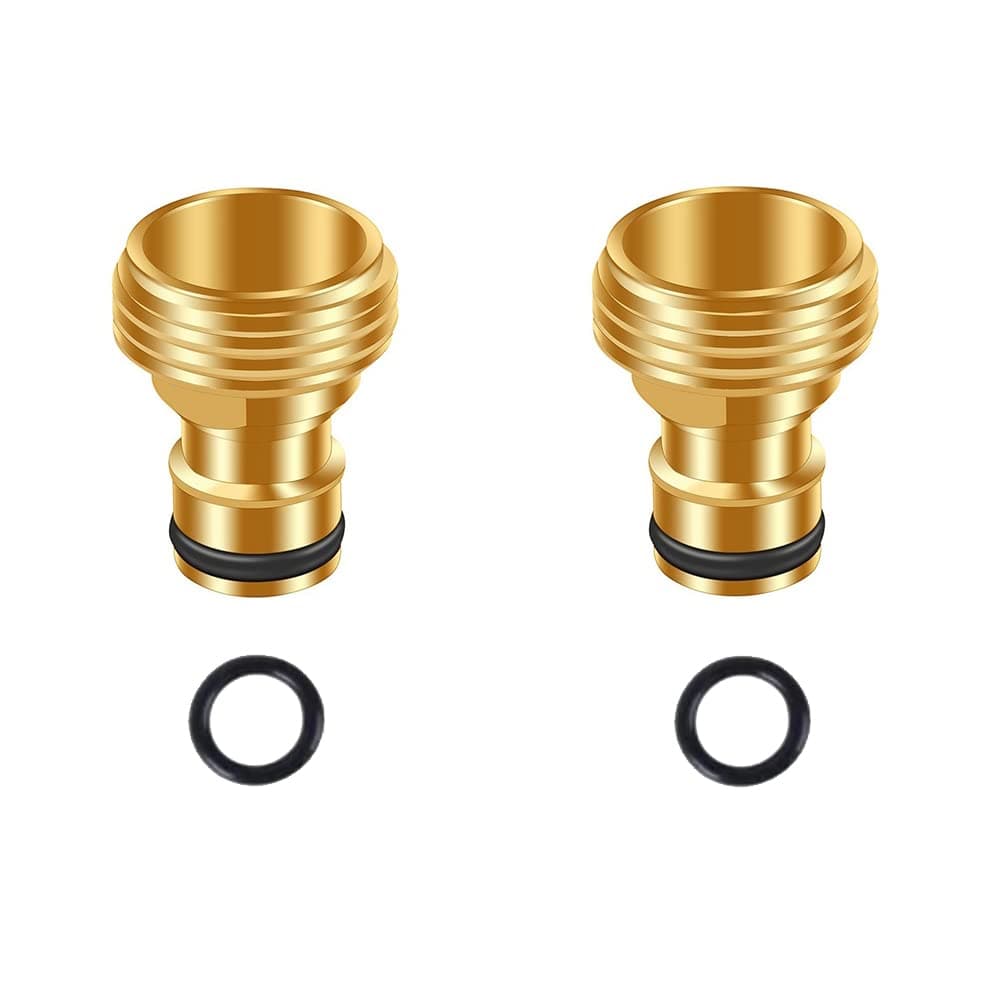 FRQNTKPA Garden Water Pipe Quick Connector, No-Leak 3/4 Inch GHT Thread Fitting Water Hose Male Adapter, Heavy-Duty Rust Resistant Brass Water Pipe Connect, Easy to Use (2 Male Connect)