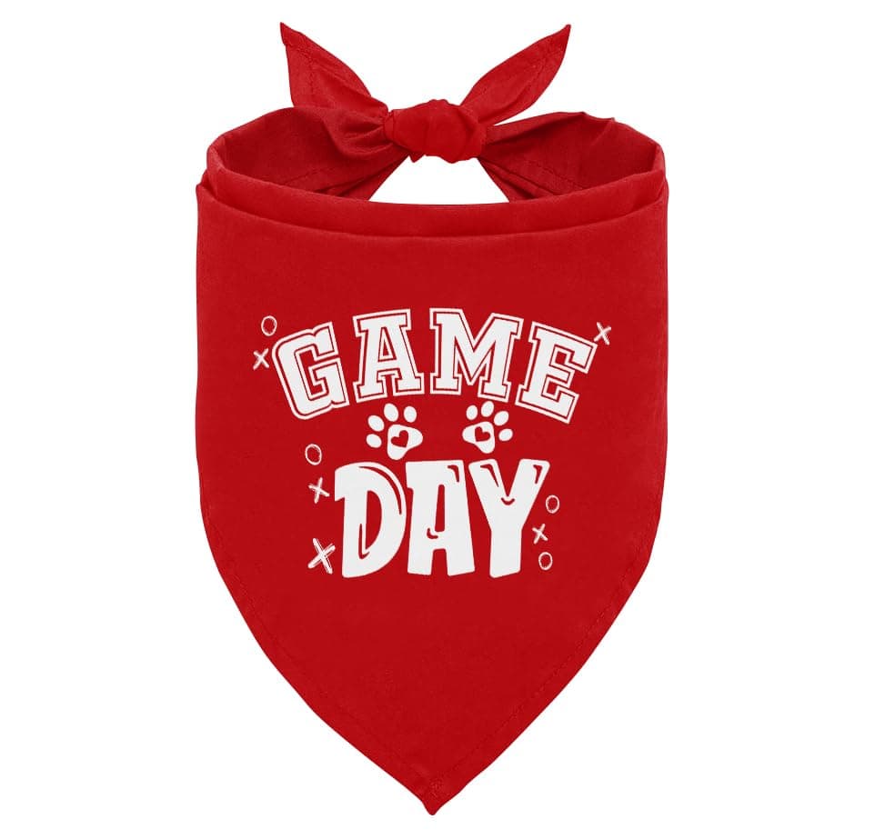 Game Day Dog Bandana, Red Dog Bandana, Funny Cute Dog Bandana, Pet Dog Triangle Scarf, Pet Dog Scarf Accessories, Gift for Dog Lover, Dog Bandana for Small Medium Large Dogs (D42)