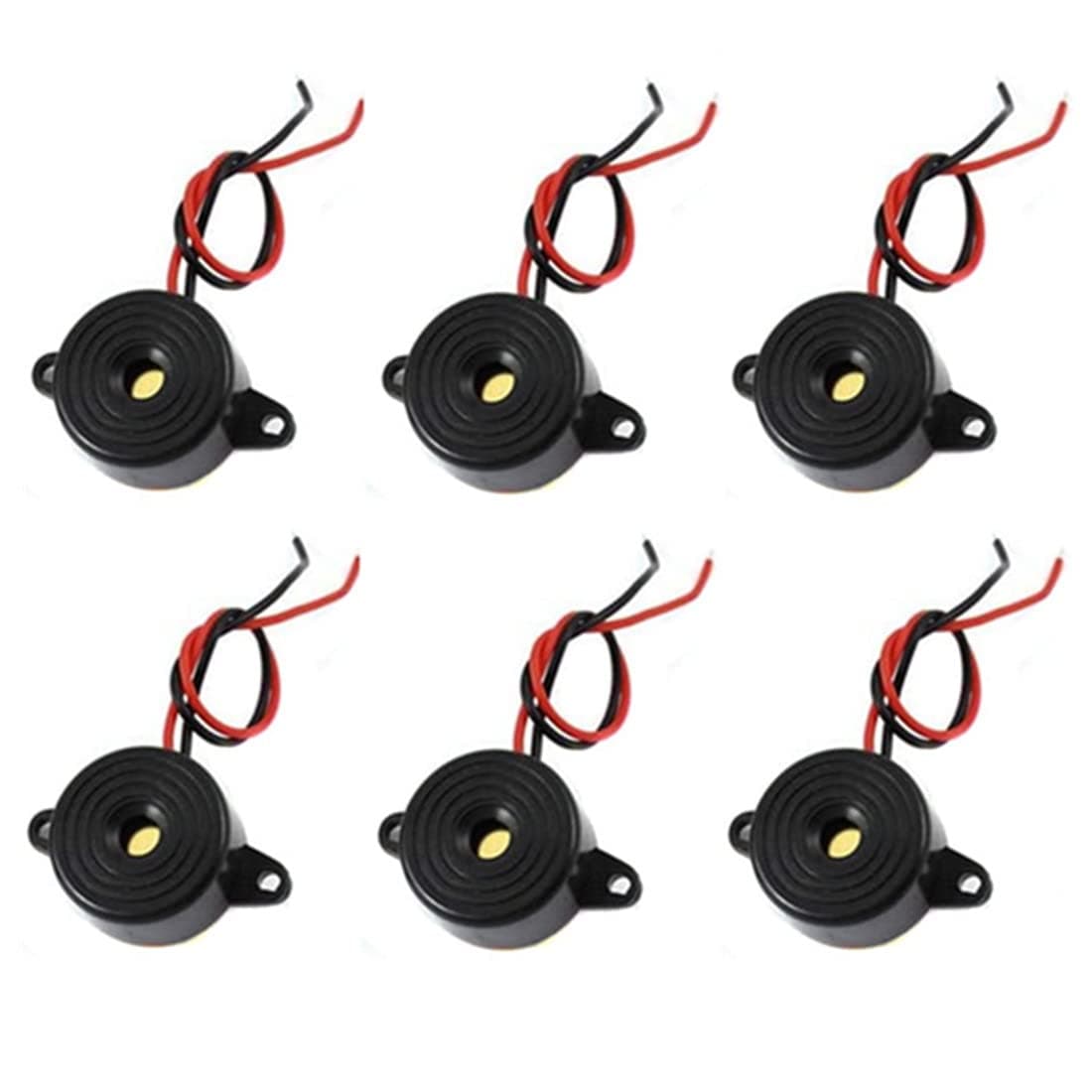 bnafes 6Pcs DC 3-24V 85dB Sound Electronic Buzzer Alarm Black 23 x 12mm