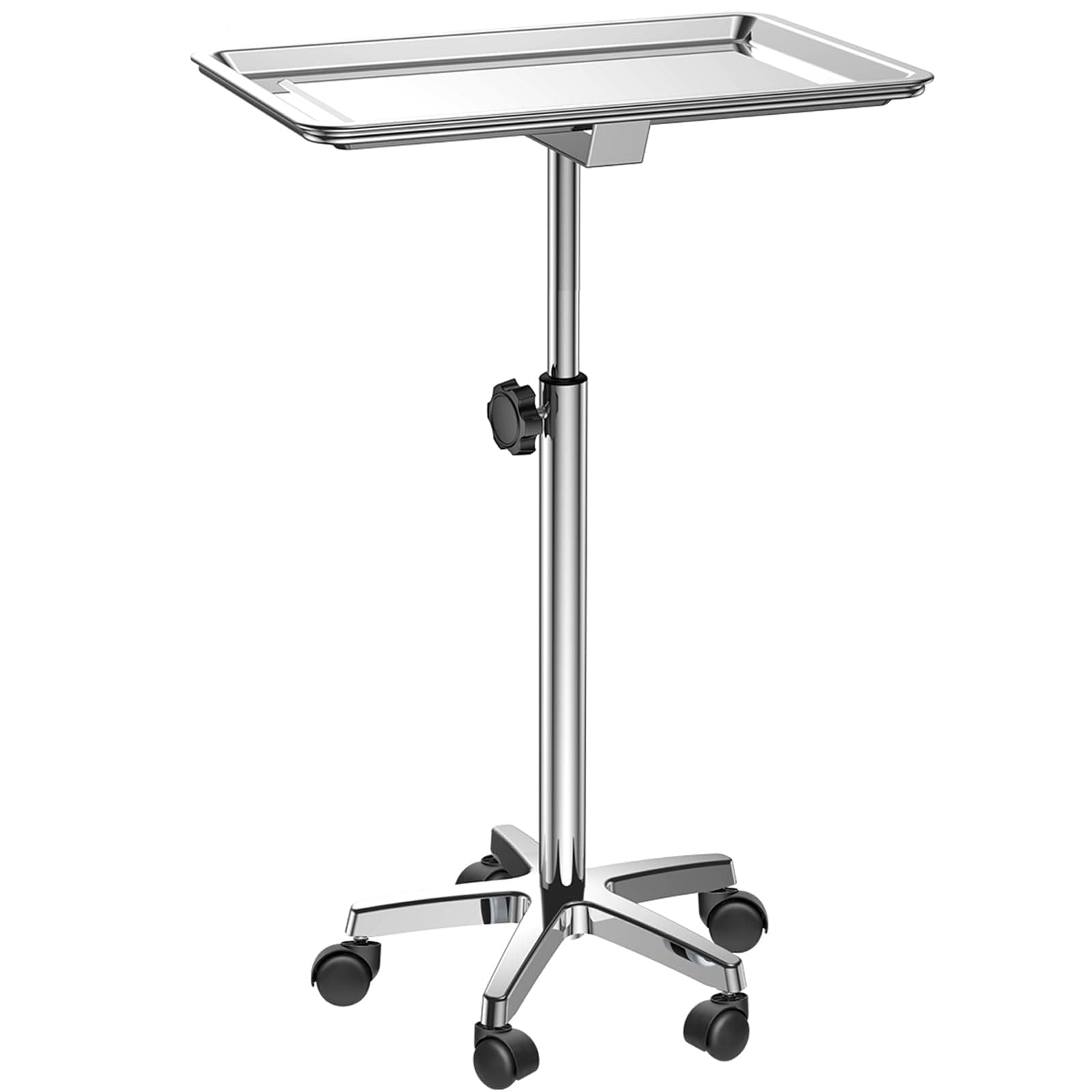 ChoJiah Extra Large Mayo Stand Rolling Salon Tray Hairstylist Tray Tattoo Tray, Ideal Use for for Hair Salon Dental Hairstylist Cart