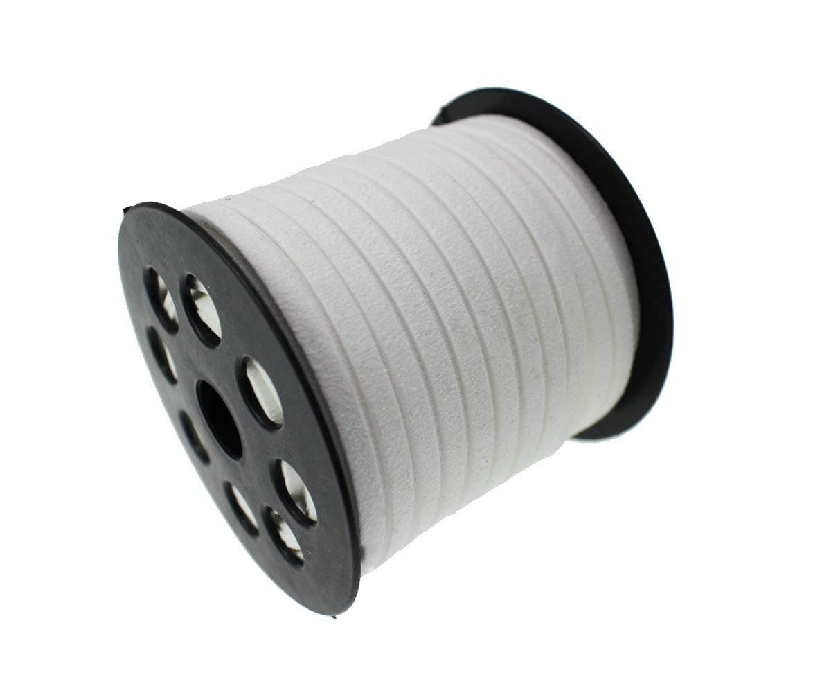 Pamir Tong 5mm Faux Suede Leather Cord String for Jewerly Making 40 Yards White Bracelet Cords Flat Thin Leather Lace Thread for Necklace-Chocker & DIY Projects