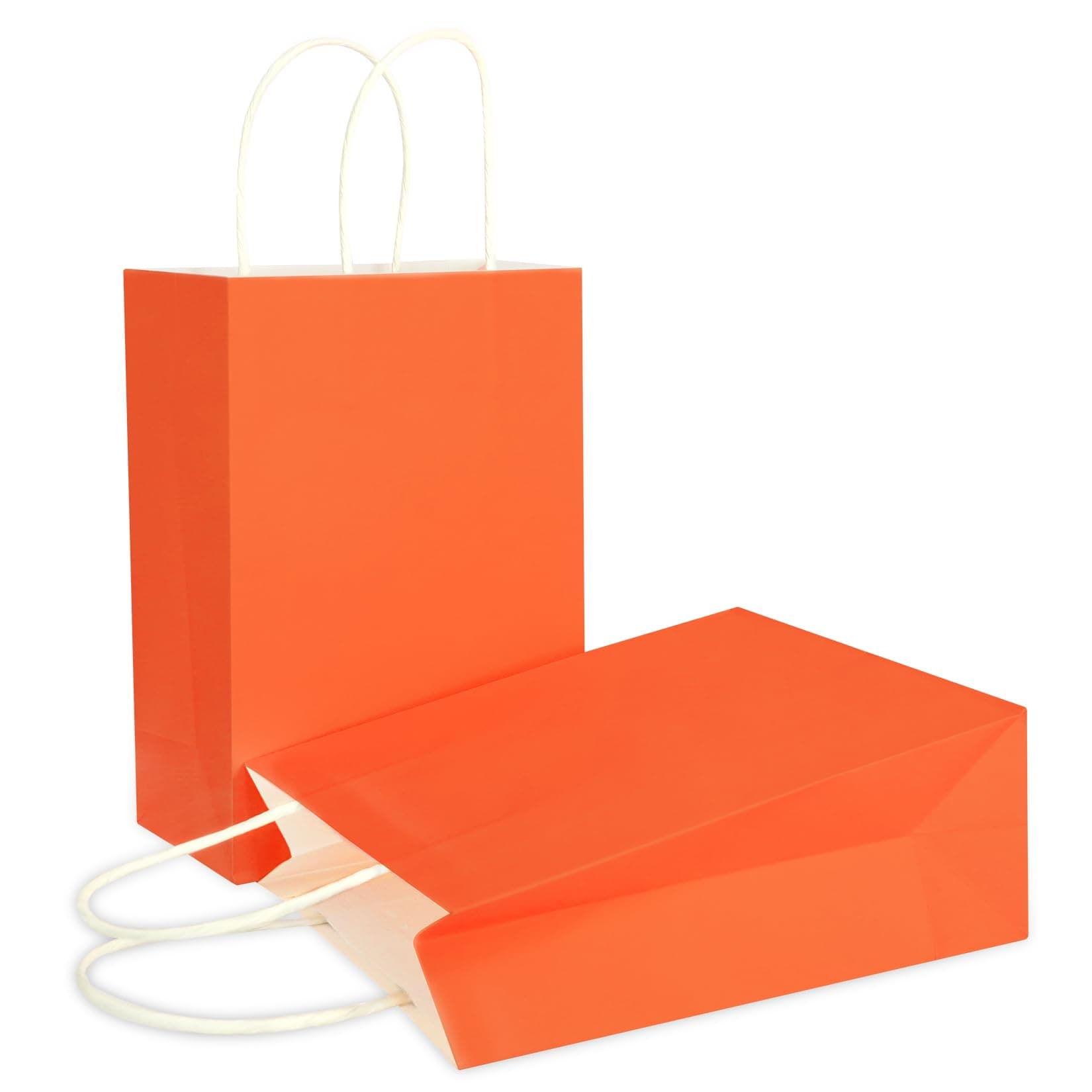 YADIAN 20 Piece Kraft Paper Gift Bags, Orange, Bulk with Handles - Goodies & Party Favor Bags for Christmas, Birthday, Crafts, Wedding & More - 8.6'' x 6.3'' x 3.15''