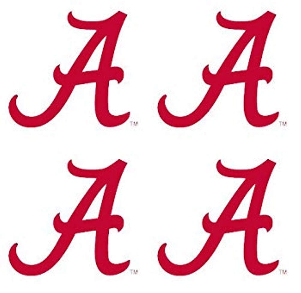 University of Alabama (UA) Crimson Tide – Waterless Peel & Stick Temporary Spirit Tattoos – 4-Piece – Crimson A Logo