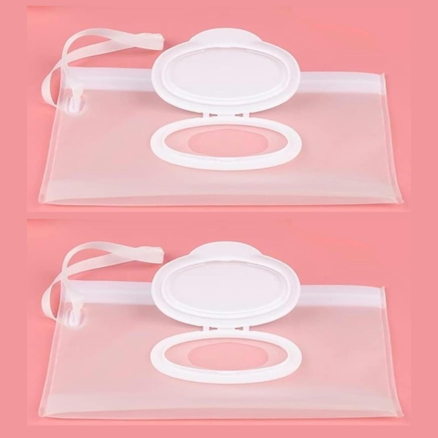 2Pcs White Baby Wipe Case Travel Holder Keeps Wipes Moist Set of Wet Diaper Wipes Holders Cases Portable Travel On The Go Refillable Dispenser Container Waterproof Wipe Container with Sealed Diapering